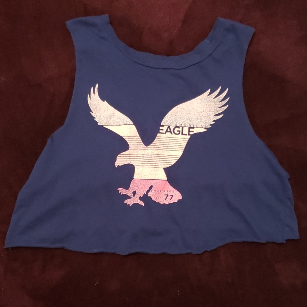 🔴 🆓️ FREE* American Eagle Raw Hem Crop Cut-Off Athleisure Muscle Tank Top 🔴 - Picture 5 of 7